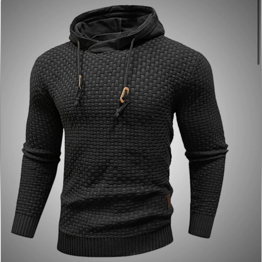 NWT Limitsix Quilted Pullover Hoodie Sweater black in size Large